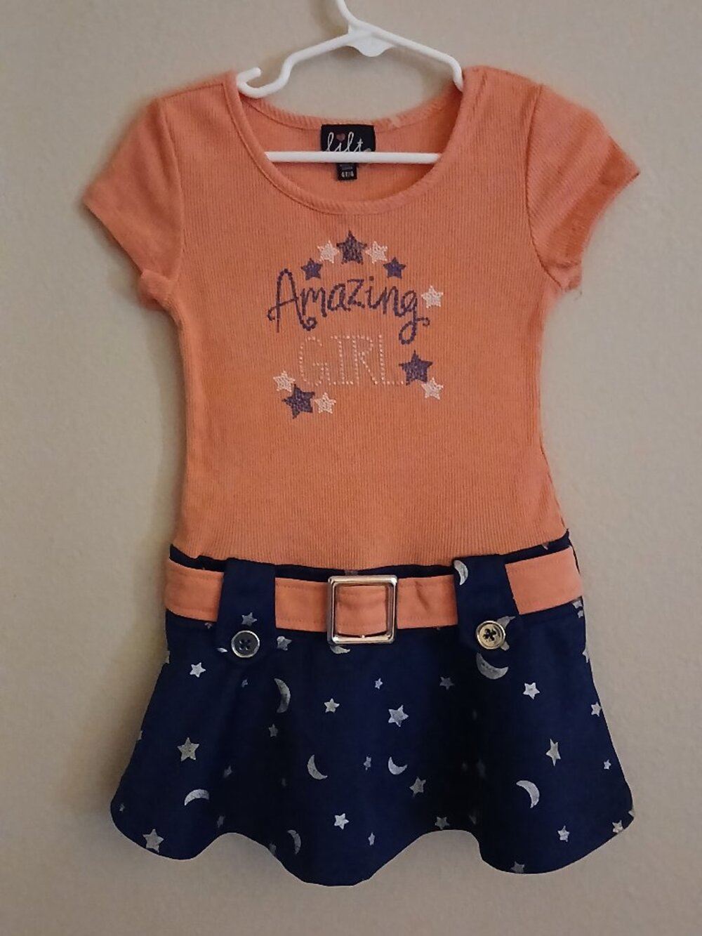 Lilt Girl's dress size 4T Amazing Girl Peach and Blue